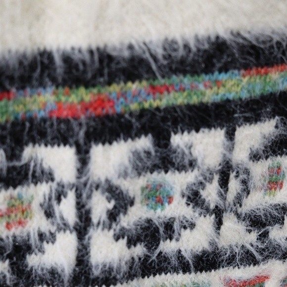 Sequin Hearts Aztec Print Fuzzy Long Line Blanket Cardigan Sweater Med - Picture 10 of 15